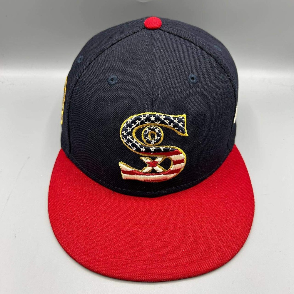 Chicago White Sox MLB Hat Men 7 5/8 Black Red 59Fifty New Era Fitted Cap